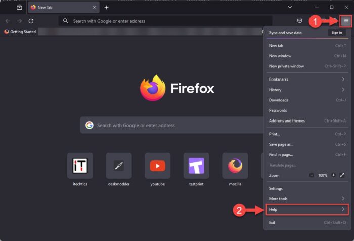 How To Open A Browser In Safe Mode 2 Open Help menu in Firefox