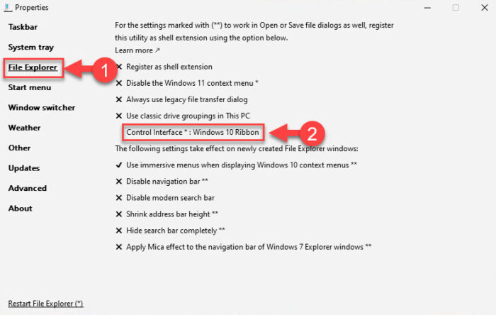 Restore Windows 10 ribbon menu in Explorer with ExplorerPatcher
