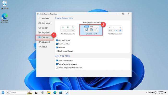 Restore Windows 10 ribbon menu in Explorer with StartAllBack