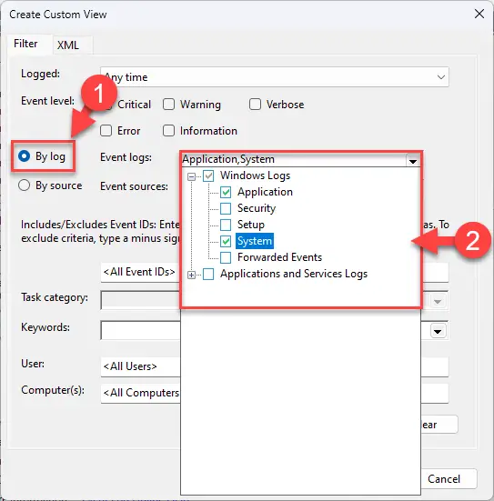 How to view windows crash and error logs